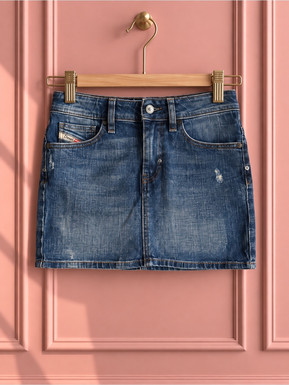 Diesel Blue Denim Low Waisted Mini Skirt Size 24